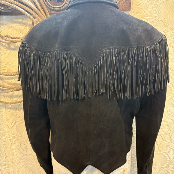 PIONEER Women's Black Fringe Blazer jacket size Medium Large - Picture 9 of 12